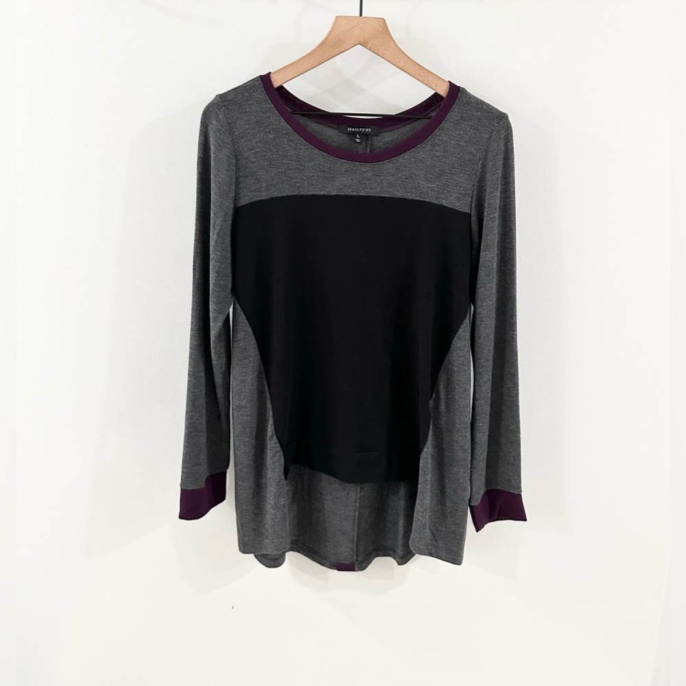 Hail3y:23 Purple & Gray Colorblock Button Back Tu… - image 1